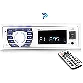 Pyle Bluetooth Marine Receiver Stereo - 12v Single DIN Style Boat In dash Radio Receiver System with Digital LCD, RCA, MP3, U