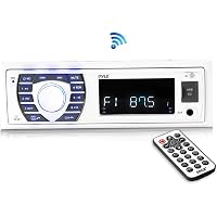 Pyle PLMRB29W Single DIN Bluetooth Marine MP3 In-Dash Stereo Receiver Bundle Combo Two Pairs Qty 4 2 25 20w Waterproof Rated Off Road Speakers 18 Gau