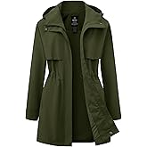 wantdo Women's Lightweight Rain Jackets Waterproof Long Raincoats with Hood Trench Coats Windbreaker