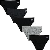 Reebok Mens Low Rise Briefs - 5 Pack Soft Cotton Mens Underwear Briefs with Supportive Contour Pouch for Everyday Wear