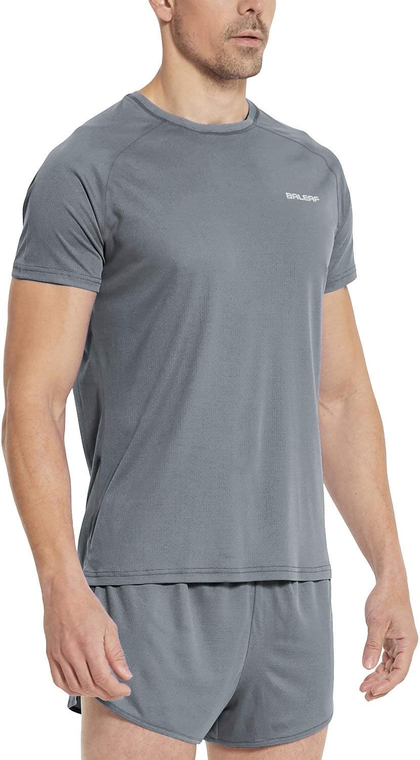 BALEAF Men's Quick Dry Short Sleeve T-Shirt Sun Protection Running Workout Shirts: Clothing