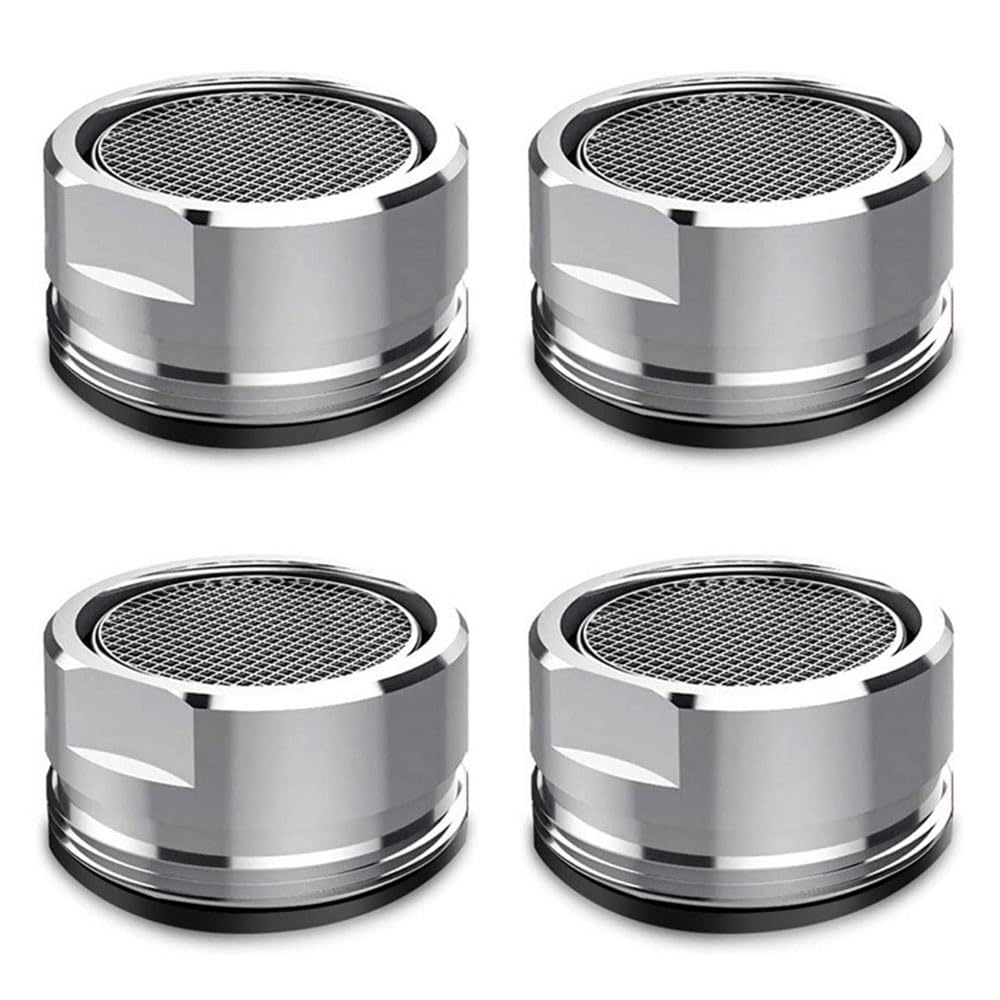 4 Pack Water Saver Spout Filter Mesh Tap Head Faucet Aerator Replacement Parts Insert Nozzle DIY Kitchen Bathroom Shower Sink Basi 24mmn Tool Regulator Flow Silver 24mm Male Thread