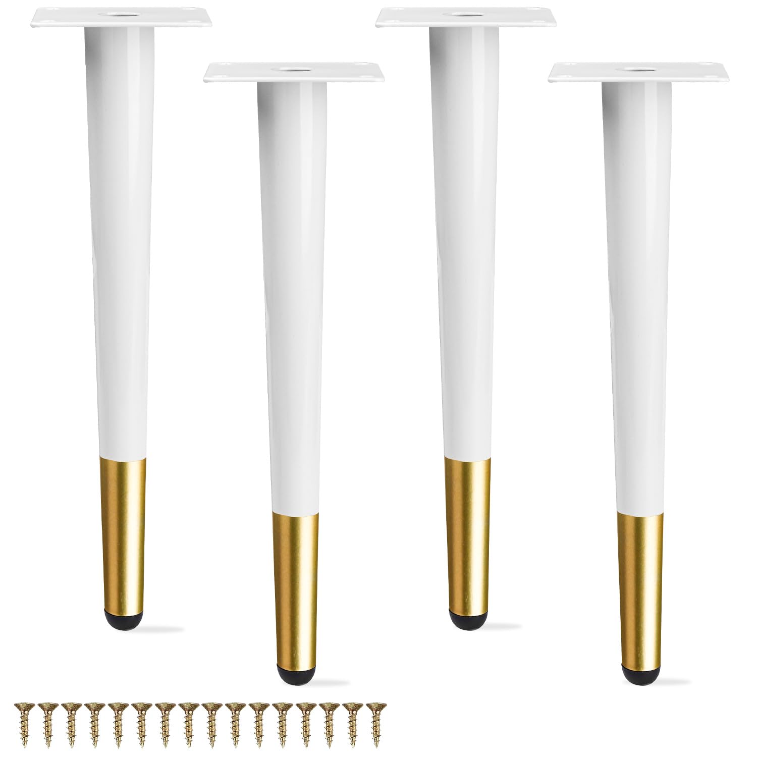 Btowin 8 Inch / 20cm Metal Furniture Legs, 4Pcs Modern Straight Tapered Furniture Feet, White Glod Heavy Duty Sofa Legs Cabinet Legs Brushed Nickel Finish for TV Stand Cabinet Couch Dresser Table Bed