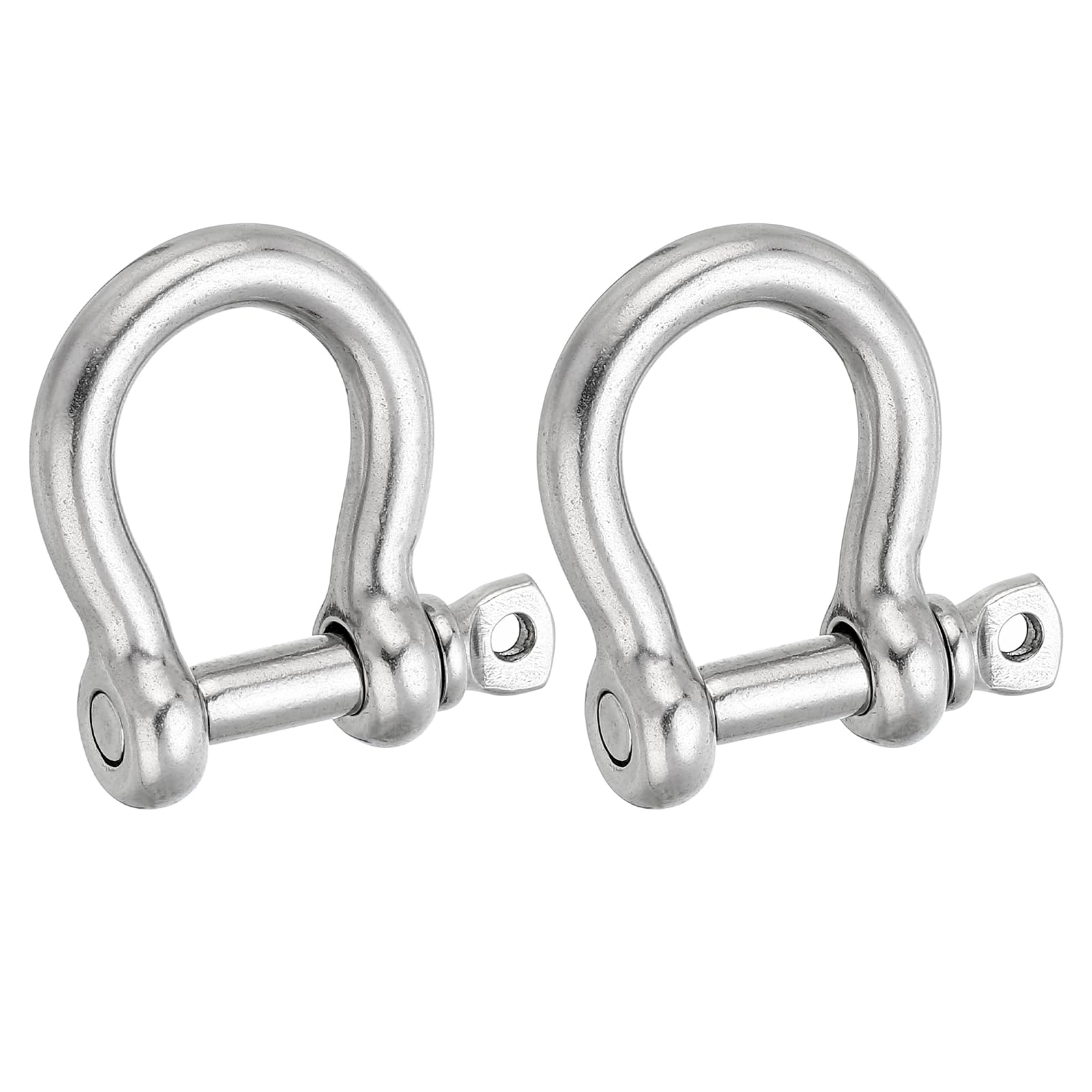 PATIKIL Screw Pin Shackle 12mm 1/2" 1764lb, 2 Pack 316 Stainless Steel Forged Bow Shackle Marine Grade for Chains Wire Rope Outdoor, Silver