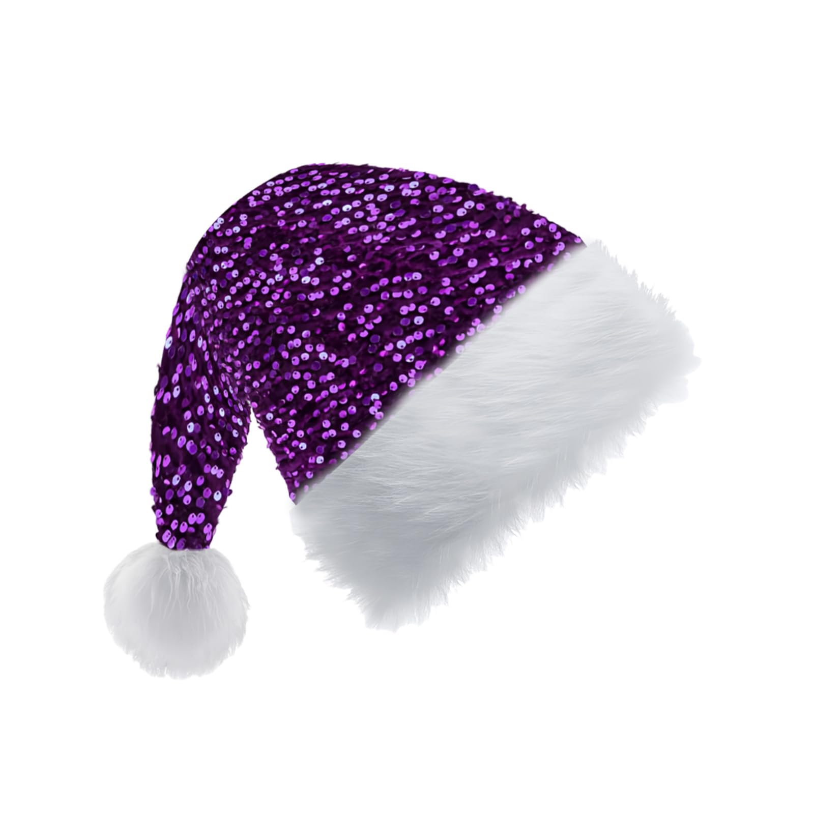 Purple Santa Hat Sparkly Christmas Hats for Adults,Kids,Father Christmas Hat Santa Costume,Sequin Xmas Hat Plush Luxury Santa Claus Hat,Christmas Party Hat Cap for Men Women Xmas Holiday New Year — image 1