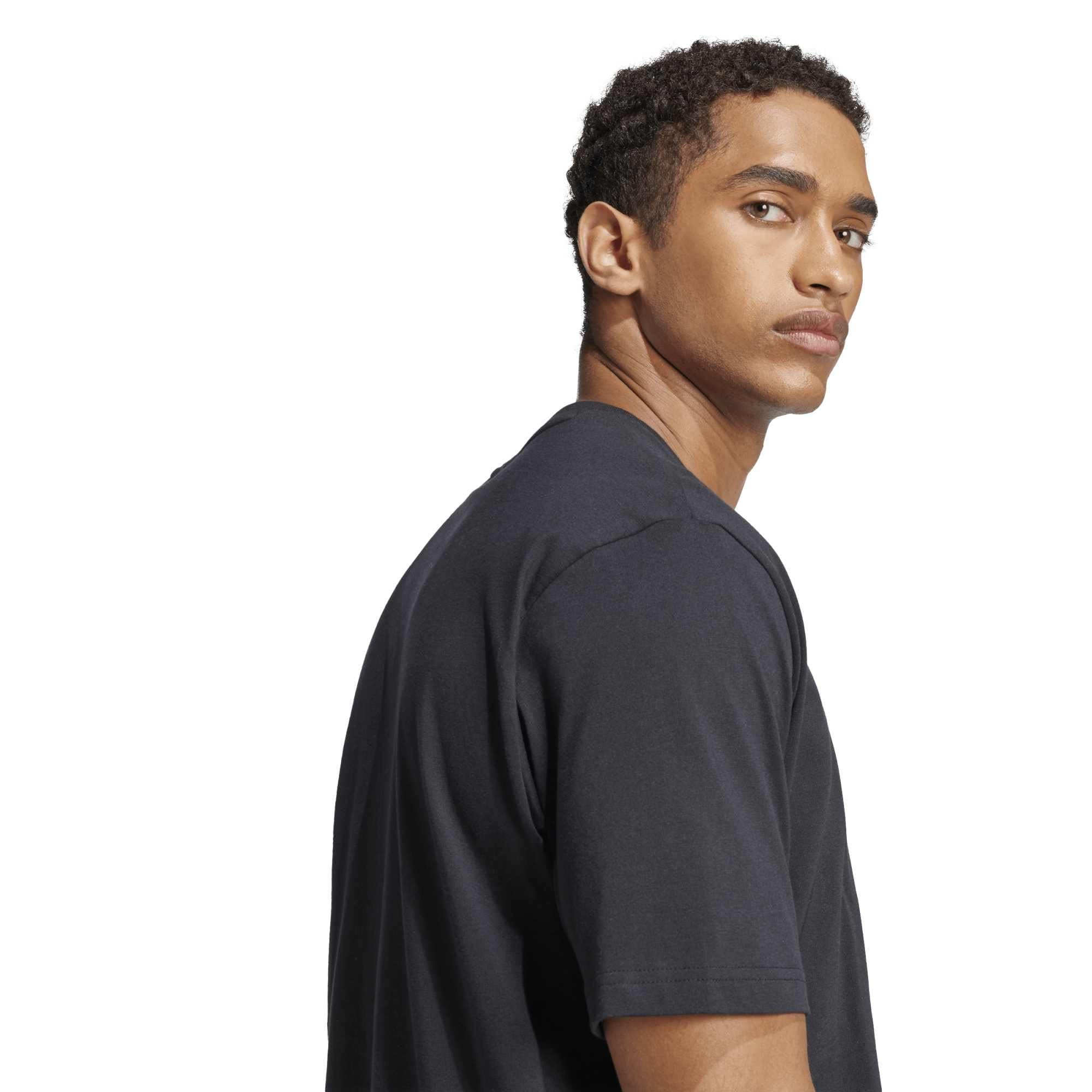 adidas Herren Essentials Linear Single Jersey Shirt, Black/White, XL 6