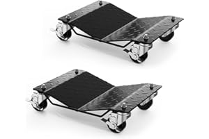 Heavy Duty 6000 Lbs Car Wheel Dolly Set – 2-Pack Steel Vehicle Positioning Skates – 360° Lockable Swivel Casters – Ideal for 