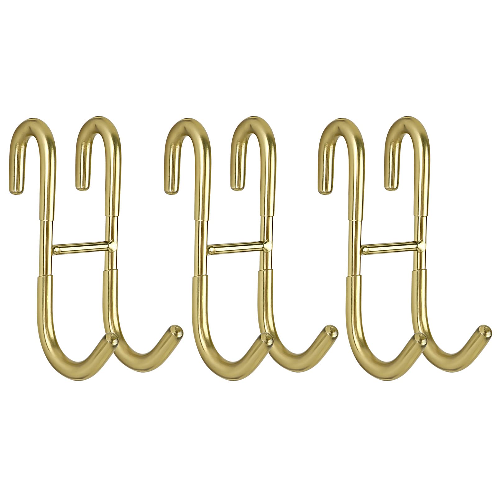 Simtive Shower Door Hooks (3-Pack), Over Door Hooks for Frameless Glass Shower, Gold