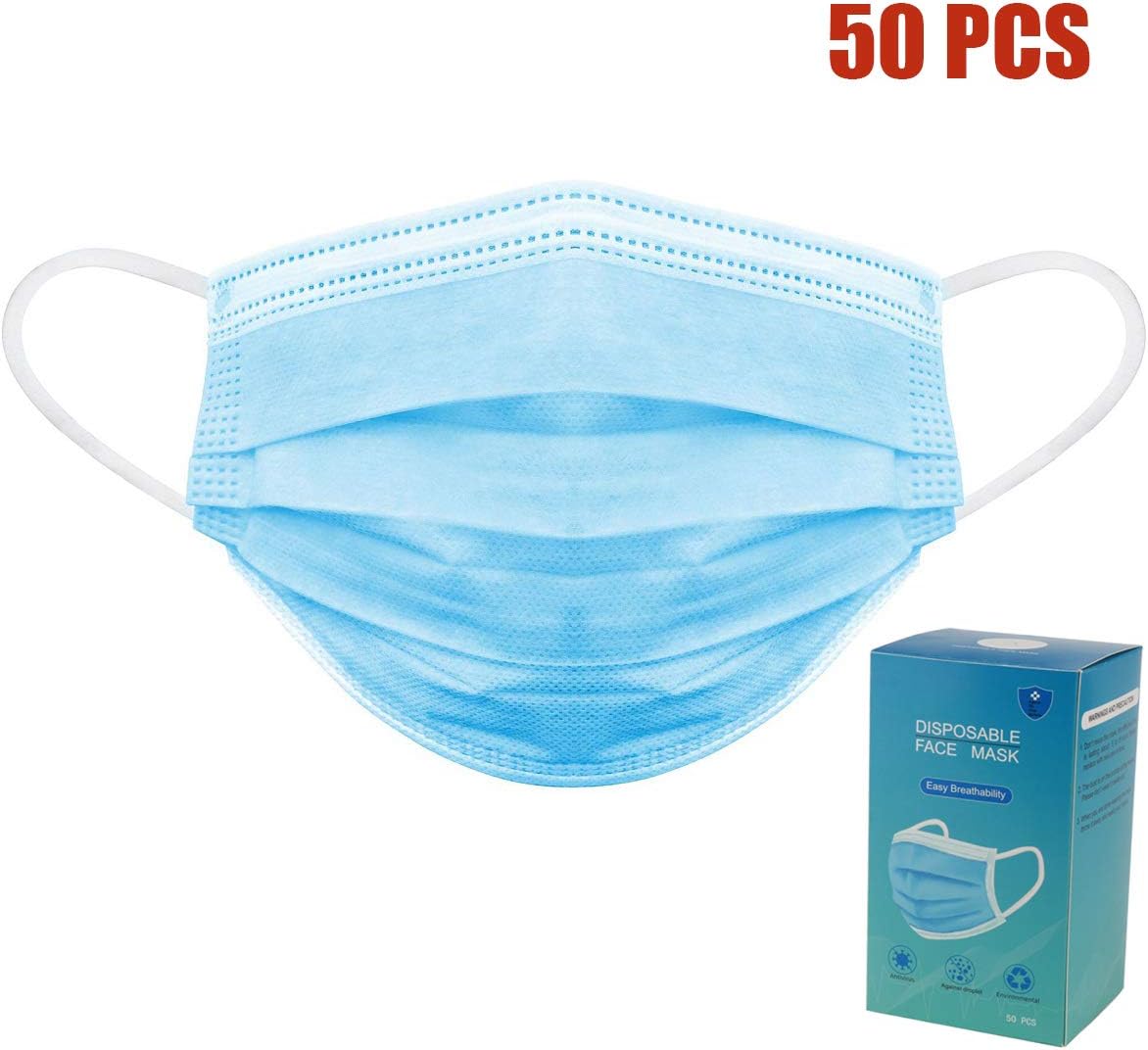 【Attention！！！"PRODELI-US" is The ONLY Qualified and Real Supplier, Others are Fake.】50PCS Disposable Protective Mask PRODELI 3 Layers Dustproof Facial Protective Cover Masks for Personal Protection