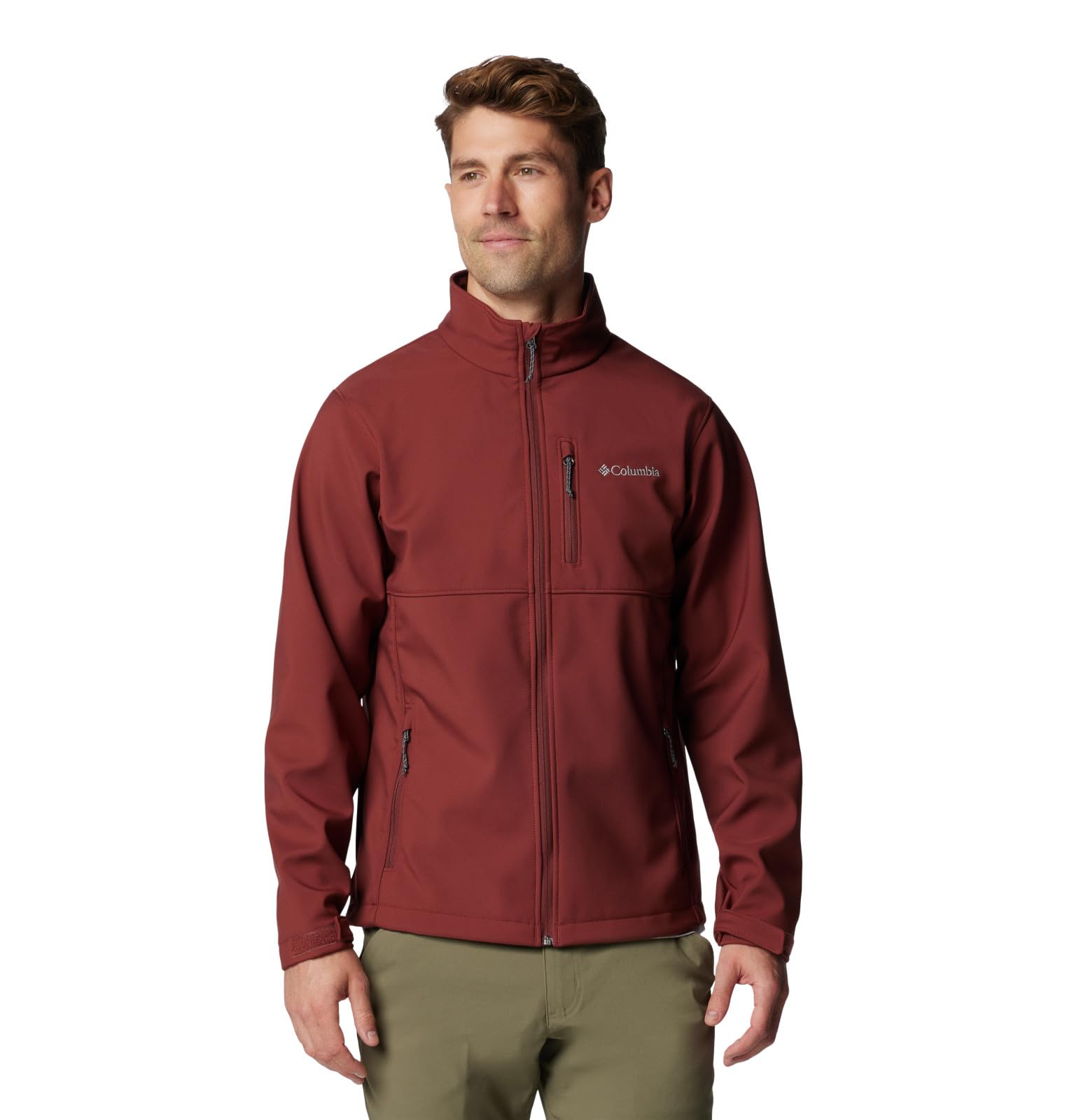 Columbia Mens Ascender Softshell Full Zip Rain Jacket, Spice, Large Tall