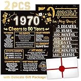 2PCS 50th Birthday Decorations or Wedding Anniversary Poster Birthday Gifts Party Decorations Supplies Women Men Souvenir Cardstock 8x10 Back-in-1970 Sign [Unframed]