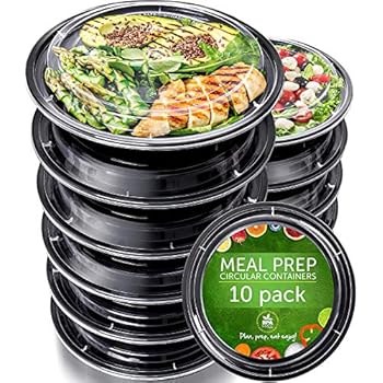 Meal Prep Containers [10 Pack] - Reusable Plastic Containers with Lids - Disposable Food Containers Meal Prep Bowls - Plastic Food Storage Containers with Lids - Lunch Containers by Prep Naturals