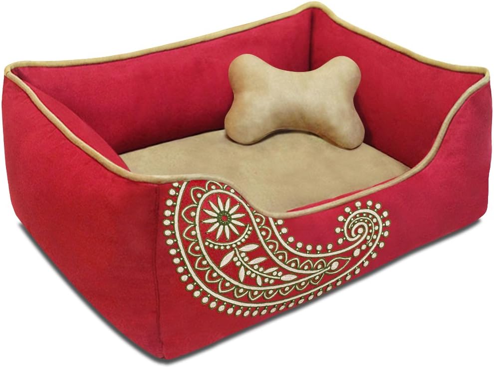 Blueberry PetFully Removable & Washable Dog Bed | Heavy Duty/Durable YKK Zippers | Super Soft Dog Beds for Small Dogs in Tango & Beige Color | Cozy & Durable