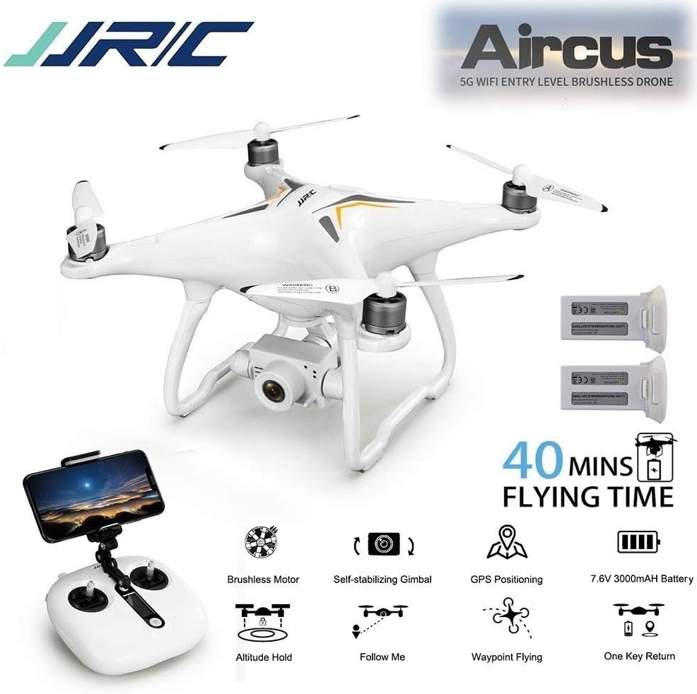 XFUNY JJRC X6 GPS RC Drone with Camera 1080P HD 120° Wide-Angle 5G WiFi FPV Two-Axis Gimbal Selfie Drone, One Key to Return, Altitude Hold, Headless Mode, 2 Battery