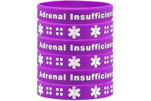 ZKXXJ Adrenal Insufficiency Wrist Band Purple Rubber Medical Id Bracelet Medical Disease ID Bracelets Emergency Identification Jewelry Stretch Wristbands with Medic Wallet Insert Card