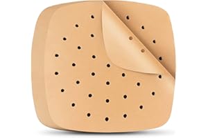 FLANCCI Air Fryer Liners Square Parchment Paper, Set of 100, 8.5 inches square, Air fryer accessories disposable paper liner, Oven liners for bottom of oven, Airfryer parchment paper sheets for baking