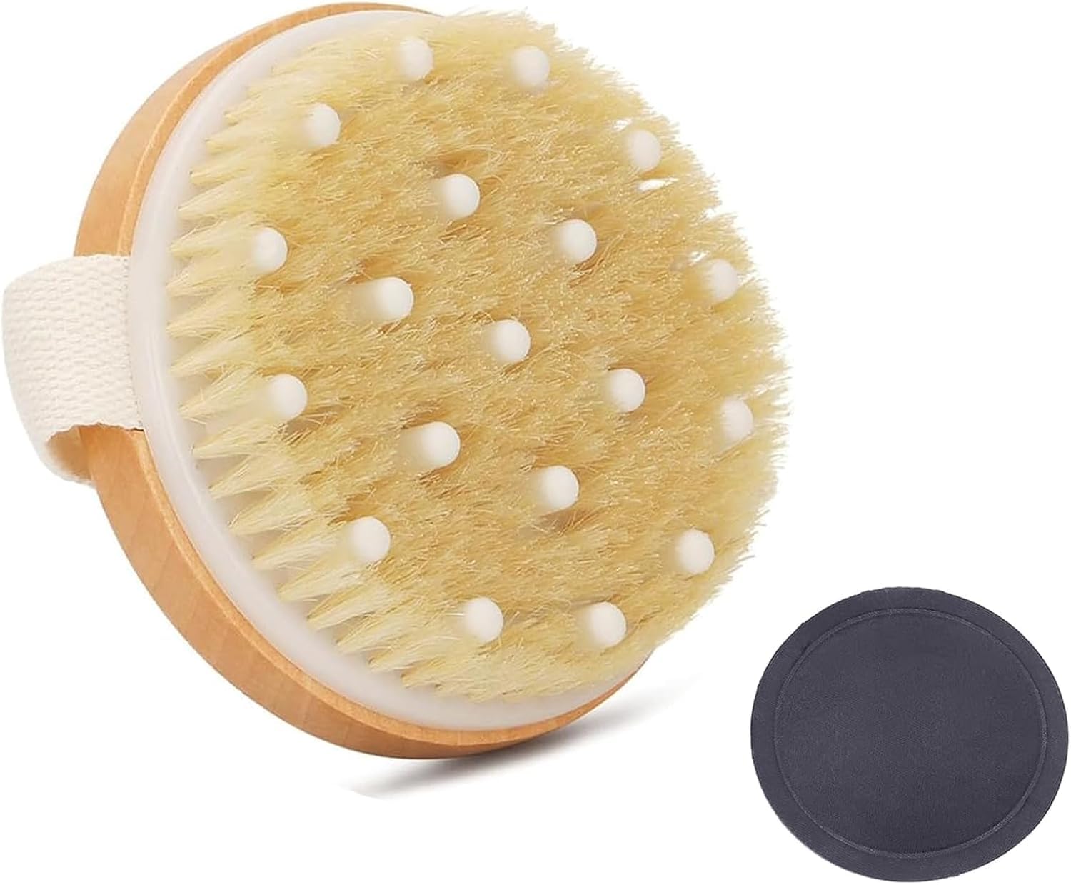 lisetar Dry Brushing Body Brush - Lymphatic Drainage with Natural Bristles, Exfoliating Brush for Massage and Cellulite Removal