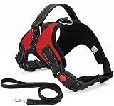 Musonic No Pull Dog Harness with Leash Included, Adjustable XS Red