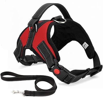 Musonic No Pull Dog Harness with Leash Included, Adjustable XS Red