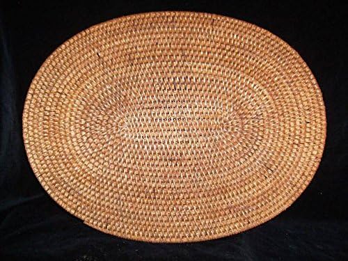 Oval Rattan Placemats, Set of 4, Light Honey Brown Color from Bali/Lombok 12"X15"