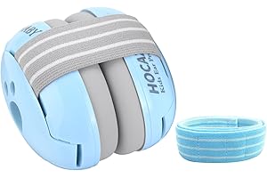 Hocazor HZ001 Baby Hearing Protection - CE & CPC Certified for Babies up to 36 Months - with Replacement Headband Baby Earmuffs Ear Protection for Airplane, Firework Show - Pale Blue
