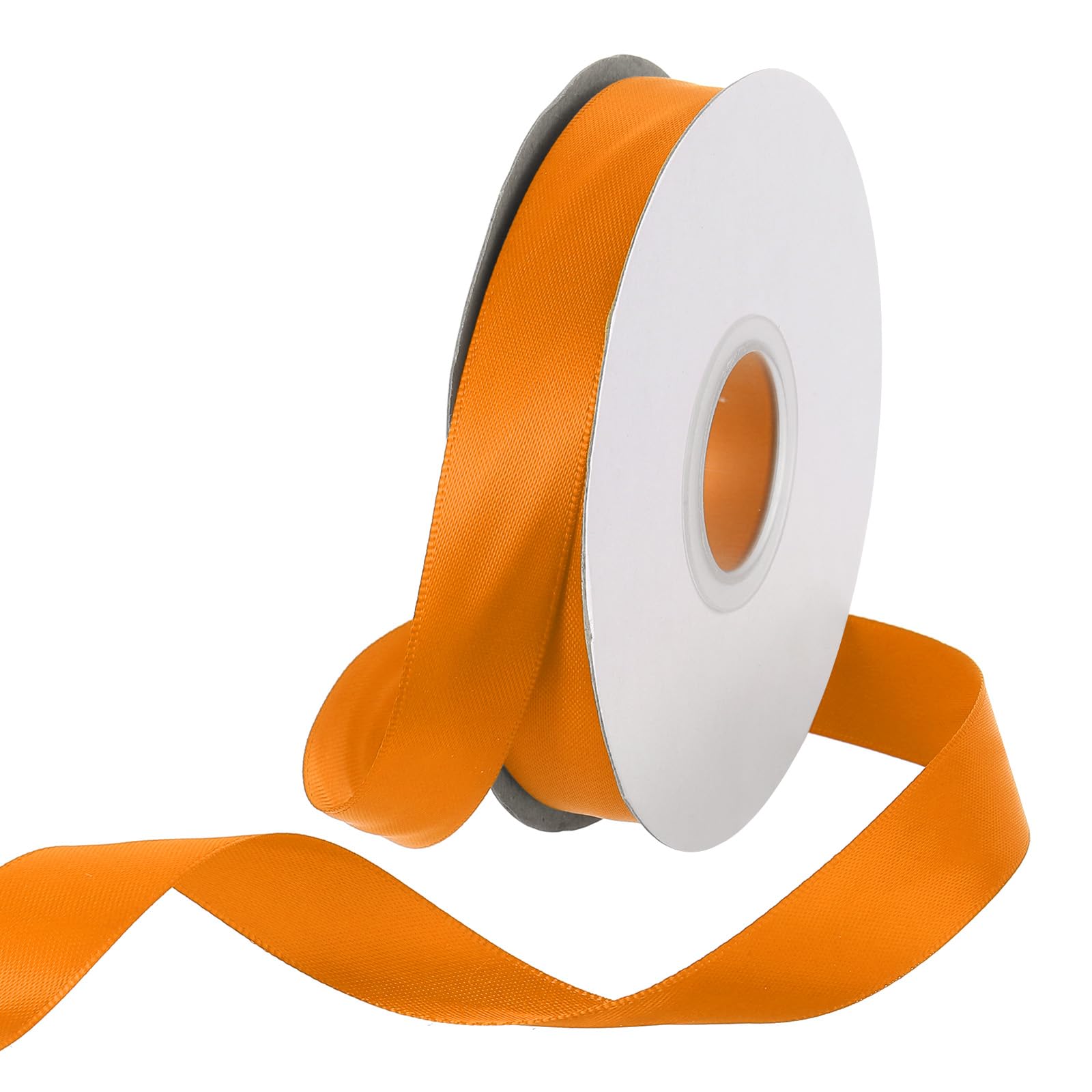 Rebower 15mm Satin Ribbon 23m Thick Double Face Grosgrain Silk Ribbon, [for Gift Wrapping, Hair Bows, Wedding, Cake, Flower] - 25 Yard/75ft/ Orange