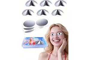 ARTHAXI Disposable See-Through Eye Protection Sticker Cones for Tanning Use, Storage Box Included for Easy-to-Take with, Silver, 50 Pairs(100 Counts)