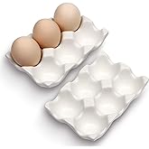 AbbyCindy 6 Cups Egg Tray Serveware, Eggs Dispenser, Egg Holder Set Kitchen Restaurant Fridge Storage Decorative Accessory (White,2 pack)
