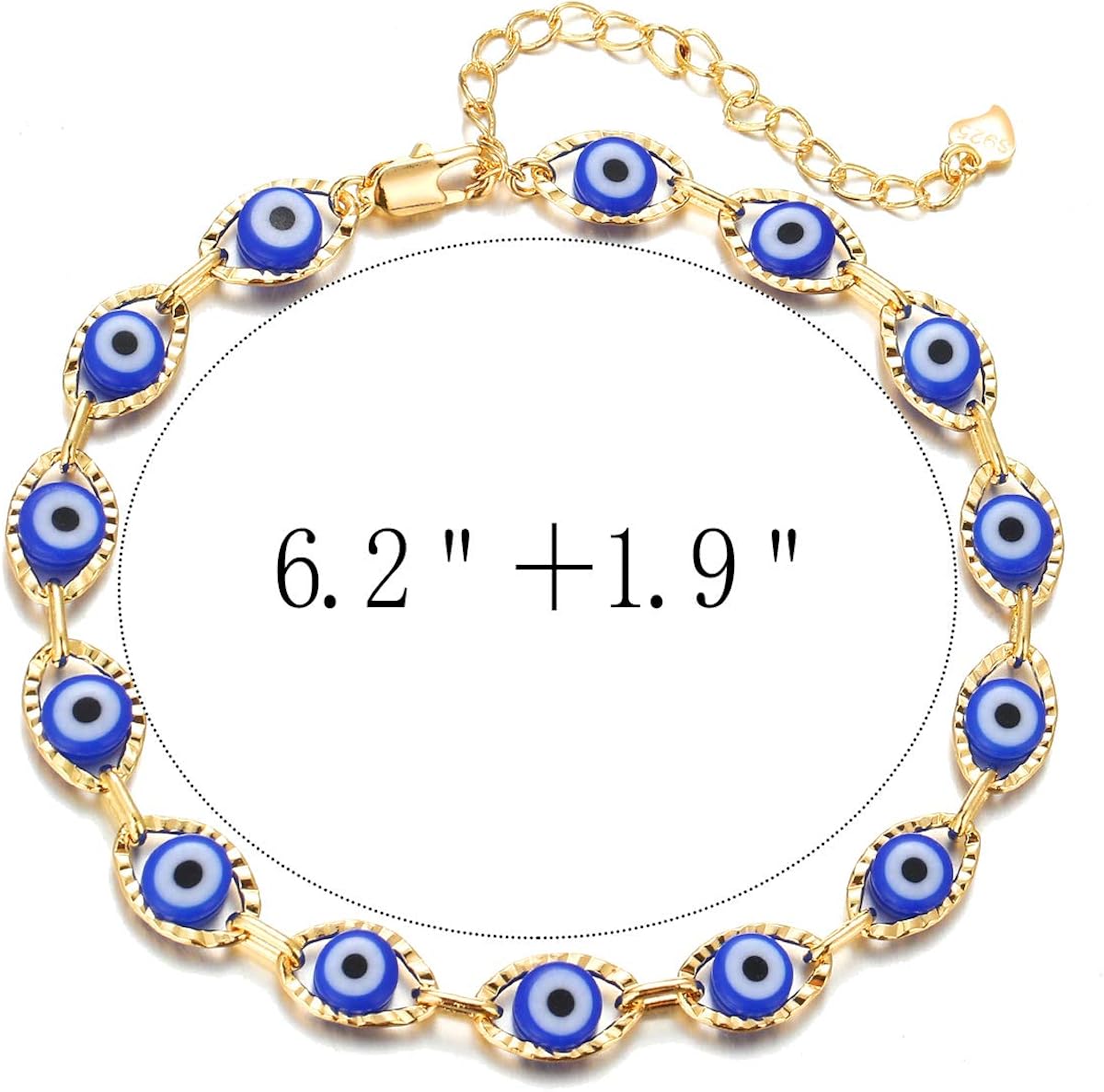 Daity Evil Eye Bracelets for Women, 14K Gold Evil Eye Chain Ankle Bracelet for Girls (Blue): Clothing