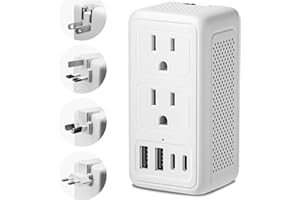 MAPAMBO 220V to 110V Converter, Voltage Converter US to Europe for Hair Dryer, International Universal Travel Adapter with 2 USB-A 2 USB-C Power Converter Plug for Europe EU/UK/AUS/US Type A C G I