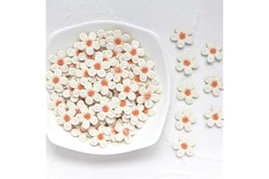 FJTANG 50pcs Mini Daisy Flowers Embroidered Sew On Applique Floral Lace Patch Milk Fiber Sewing Trims Clothes Wedding Dress Craft DIY (Ivory)