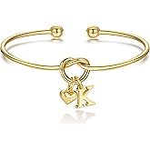 M MOOHAM Valentines Gifts for Her Teen Girls - Knot Initial Bracelets for Women Bridesmaids Proposal Gift Bridesmaid Gift Heart Initial Bracelet Friendship Bracelets Valentines Gifts for Women Sister