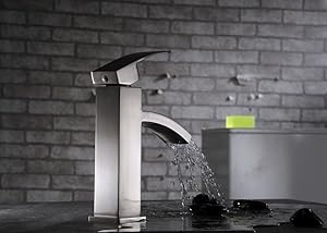 Decor Star BRG01-SB-U Single Handle Bathroom Vanity Sink Lavatory Faucet cUPC NSF Lead Free Brushed Nickel