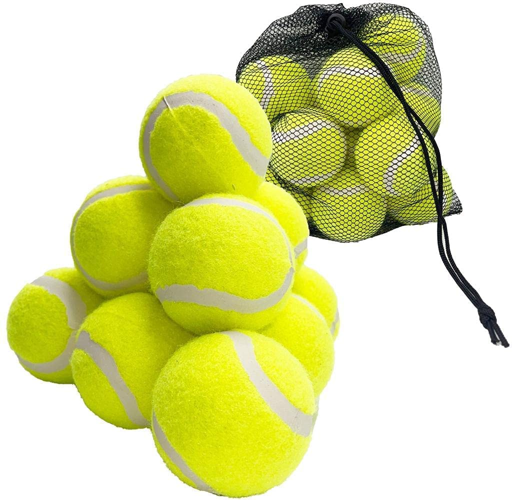 RMTL Tennis Balls with Storage Bag – Fine Quality Thick-Walled Tennis Ball - Perfect for Training Lessons Tennis, Cricket | Pet Dog Playing Balls (12)