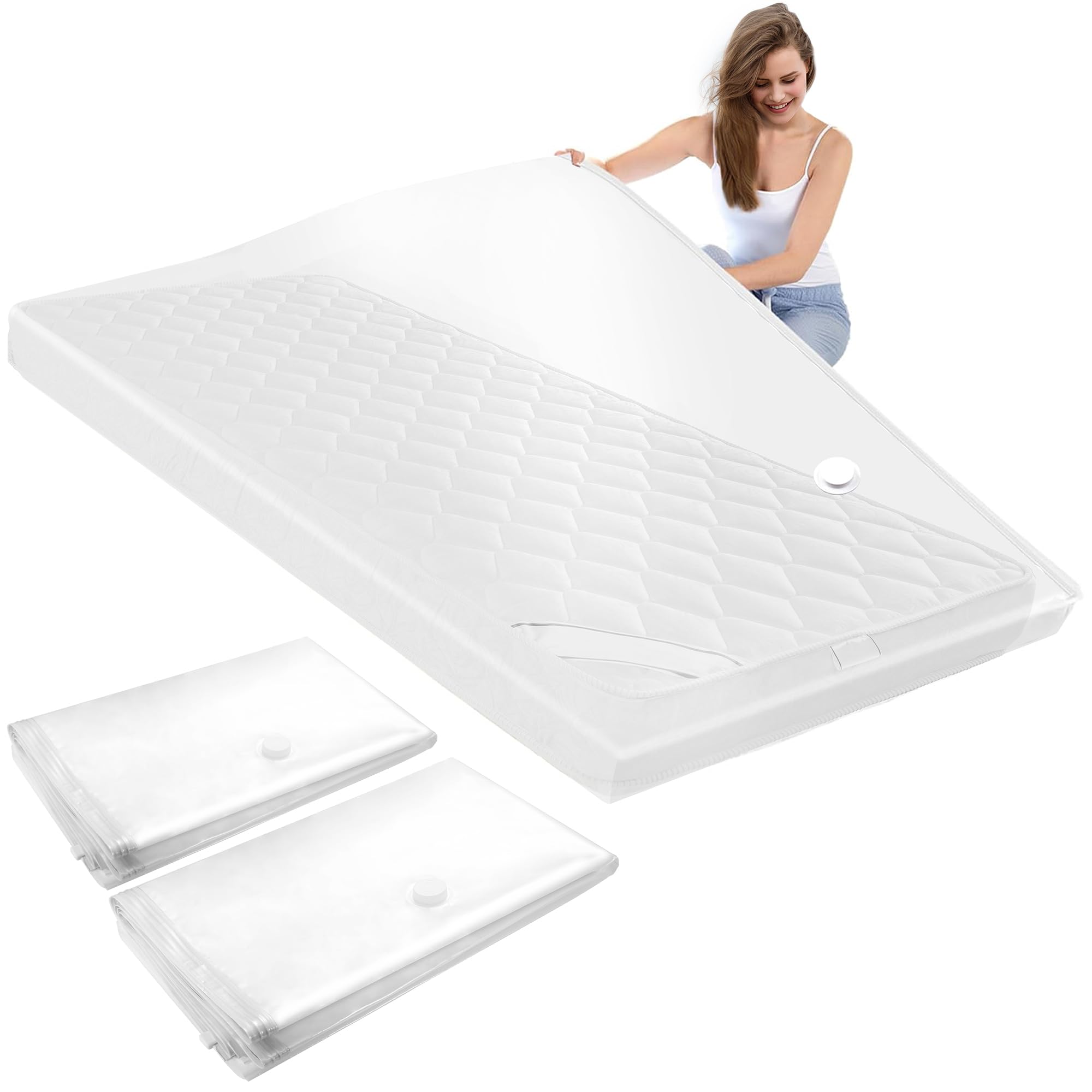 Kssvzz 2 Pack Mattress Vacuum Bag Up to 200 * 80cm, Extra Large Vacuum Storage Bags 220x100cm, Waterproof Space Saver Bags with Zip for Moving and Return