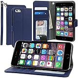 Evecase iPhone 6 Plus Case, Book Style Wallet Folio Leather Case with Credit Card ID Pockets, Stand & Strap for Apple iPhone 6 Plus 5.5'' Screen 2014 Smartphone - Blue