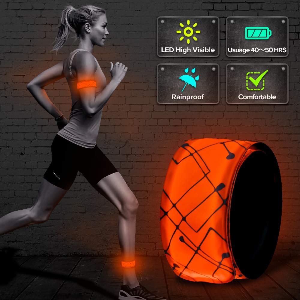 ELANOX LED Armband Light Strip for Sports Outdoor Reflective Band Safety Light Slap Band for Cycling Jogging