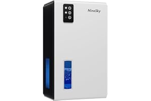 NineSky Dehumidifier for Home, 95 OZ Water Tank, (1000 sq.ft) Dehumidifiers for Bathroom Bedroom Basement with Auto Shut Off,7 Colors LED Light(White)