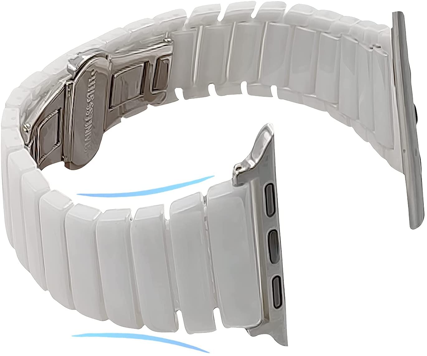 MaKTech Ceramic Wristband Replacement for Apple Watch band,Slim Link Bracelet Band Compatible with Apple Watch Series 11/10/9/8/7,SE 3/2/1 [2025] (42mm/41mm/40mm,White)