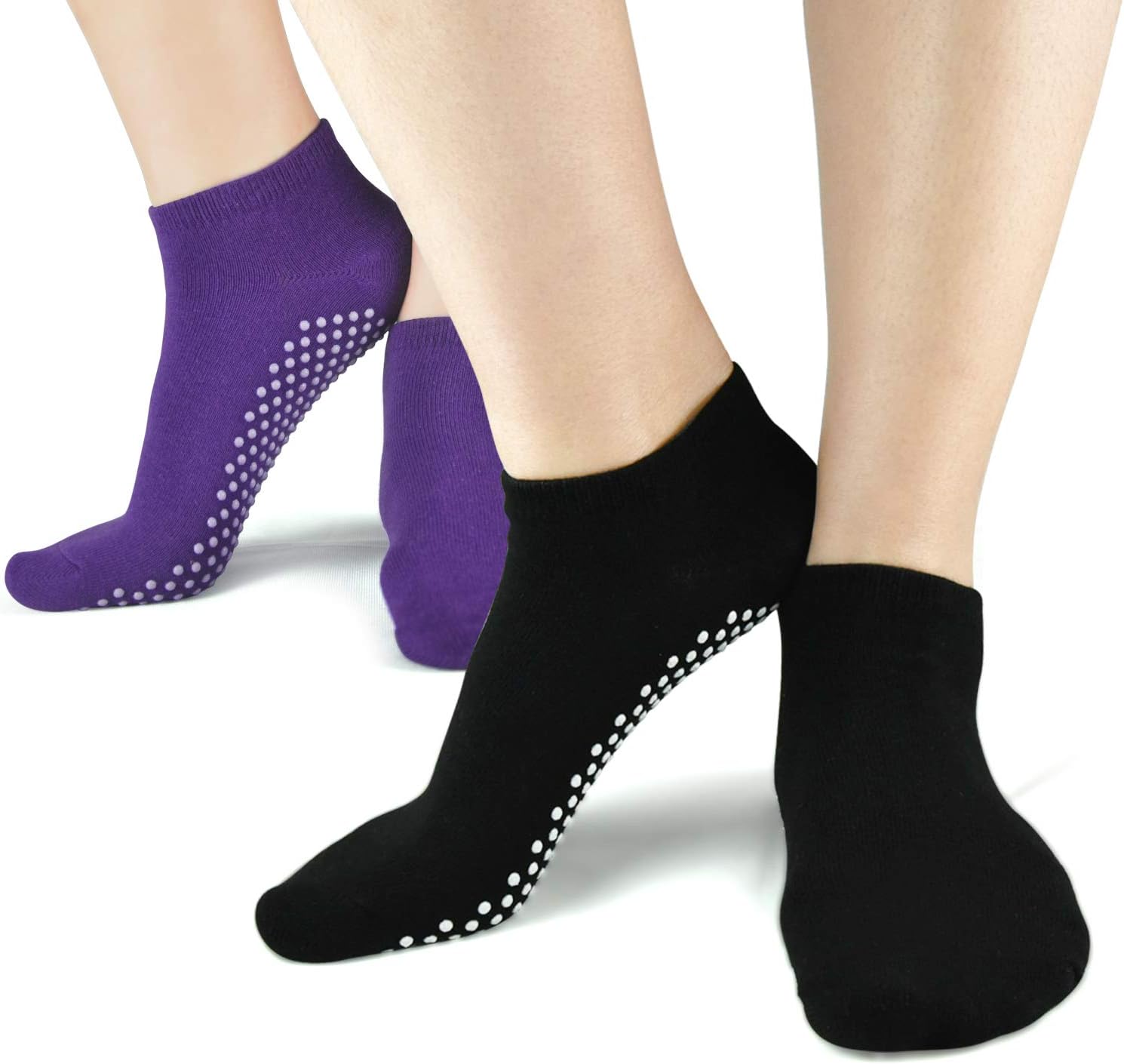 Pilates Ballet Barre Yoga Socks - Elutong 2 Pack Non Skid Slip Sticky Grippers Socks for Women
