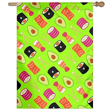 Amazon Com Garden Flag Sushi Green Background Lawn Banner Outdoor