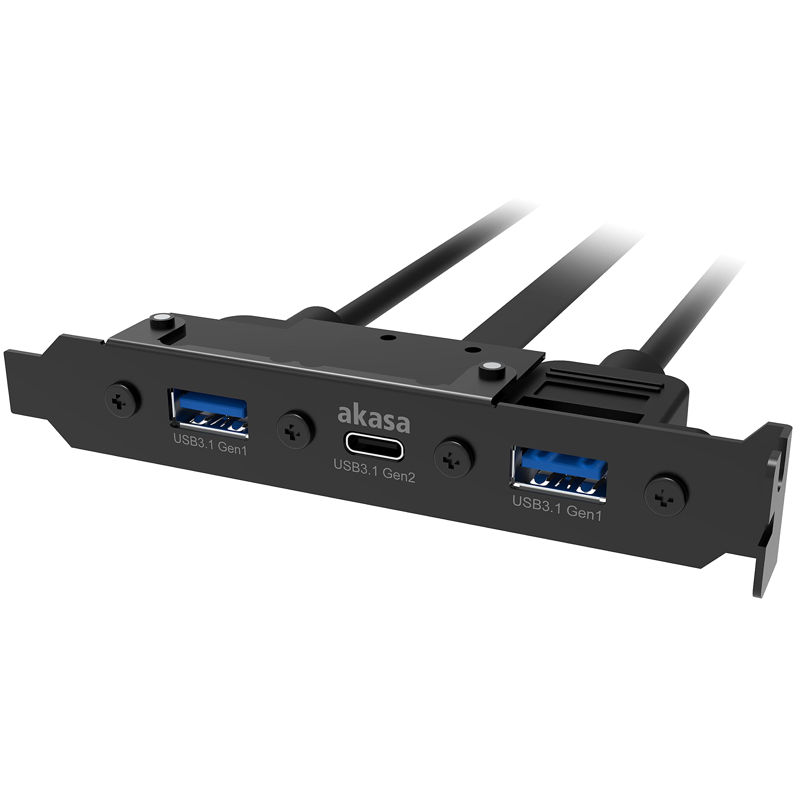Akasa USB 3.1 Gen 2 internal adapter cable with dual Gen 1 Type-A ports | Full Height PCI Bracket | 10 Gb/s | Type-C Type-A Converter | USB Port Cards | AK-CBUB52-50BK