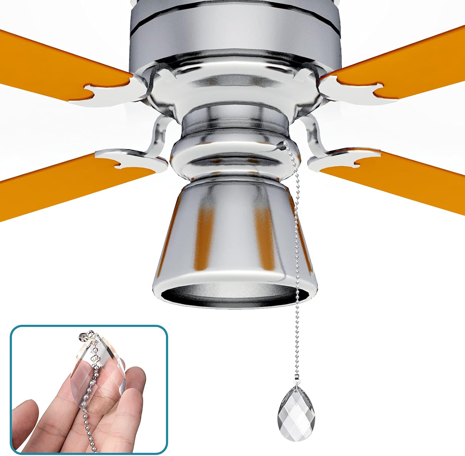 2PCS Ceiling Fan Pull Chains, Premium Fan Pull Chain with 2PCS 20-inches Extension Chains - - 