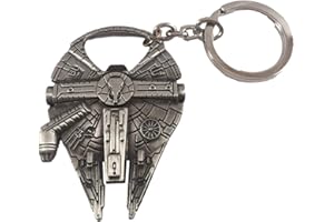 Traovien Star Wars Millennium Keychain Metal Alloy Bottle Opener & Keychain, Silver, Large