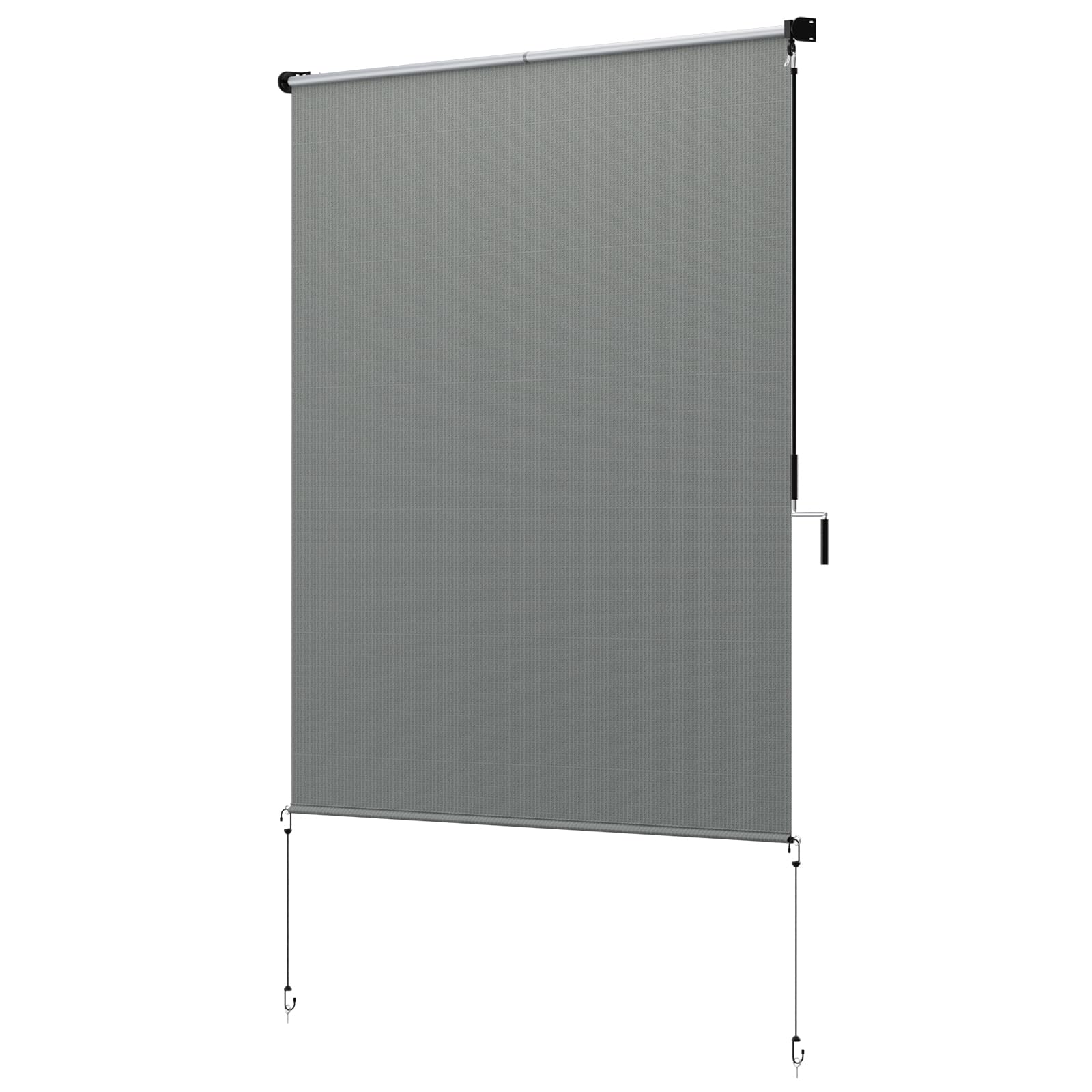 Photo 1 of **DAMAGED SCREEN** 84" W x 72" L Exterior Roller Shades - High Wind Resistance Outdoor Blinds with All-Weather Fabric, Cordless Design for Gazebo/Porch/Backyard, Sun Barrier, Dark Grey