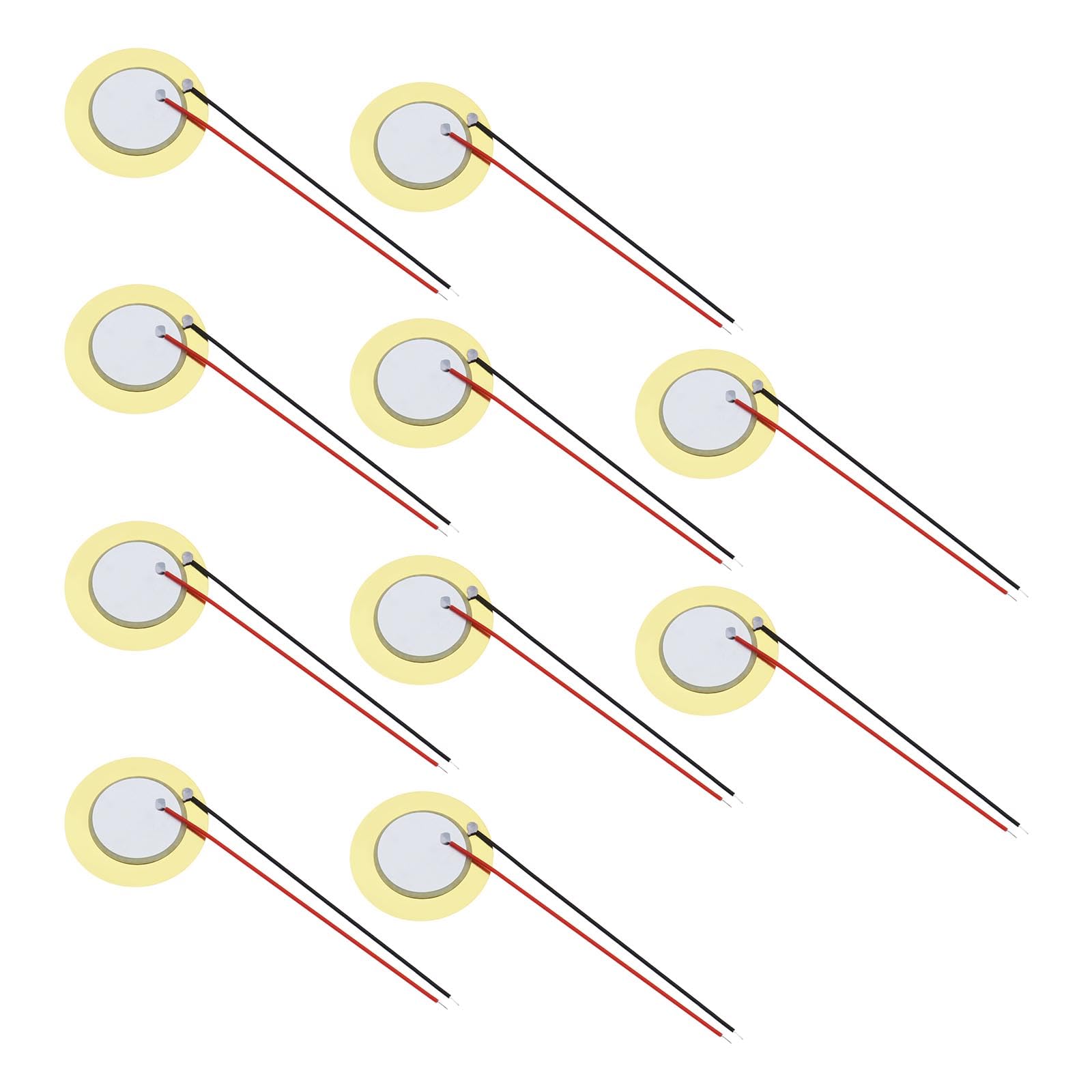 YINETTECH 10pcs 20mm Copper Disc Piezo Buzzer 2 Poles Buzzer Acoustic Pickup Transducer Elements for Touch Sensors Electronic Drum Triggers Buzzers
