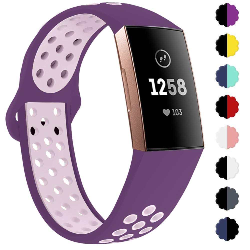 Gorgeous Qibox Compatible With Charge 3 Bands Sports Silicone Replacement Women Men Bands Breathable Soft Strap Bracelet Accessories Compatible Charge 3 Se Fitness Activity Tracker Small Large Sports Outdoors