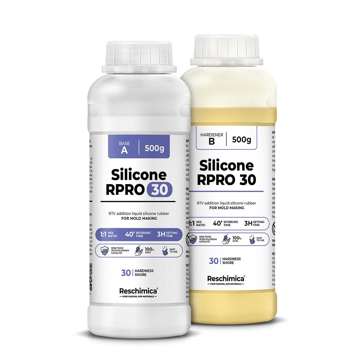 Liquid Silicone Rubber for Molds 1:1 R PRO 30, Non-toxic, Easy to Use, resistant to breakage, 30 shore, Compatible with epoxy resins, plaster, wax and other materials (1 kg)