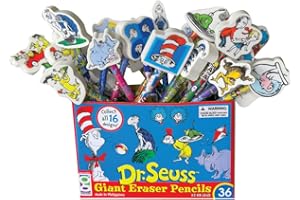 Raymond Geddes 66865 Dr. Seuss Number 2 Pencils With Giant Pencil Top Erasers (Pack of 36)