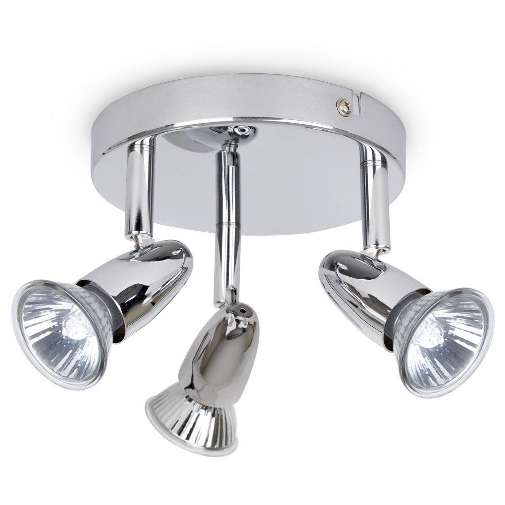 Modern Silver Chrome Adjustable 3 Way Round Ceiling Spotlight